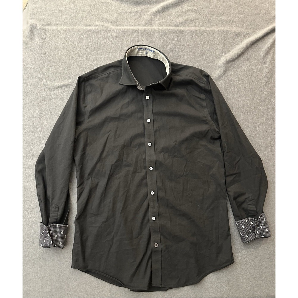 Twillory Mens Performance Dress Shirt 16 34/35 Tailored Fit Black Skull Stretch